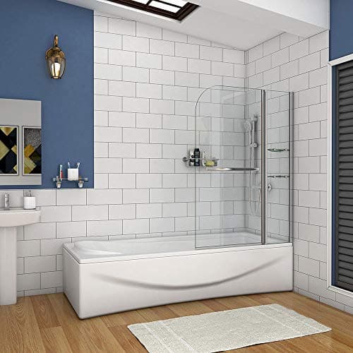 Image of 1200x1400mm 180 Degree Pivot Double Panel Over Bath Shower Screen Door 6 mm Glass Shelves Door Panel Towel Rail