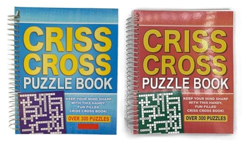 Image of WF Graham Criss Cross Crossword Puzzle Book, Pack of 2 - Spiral Bound Brain Teasers Travel Puzzles Book with over 300 Puzzles