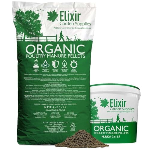 Image of Elixir Gardens Poultry Chicken Pellets Manure For Garden Organic Farmyard Fertiliser Pelleted For Slow Release | Easy To Use No Mess | 5kg Bag | Treats up to 125sqm
