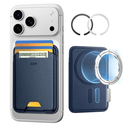 Image of ESR for MagSafe Wallet, 5-Card Holder with RFID Blocking, MagSafe Sticker Included, Slim Magnetic Wallet for iPhone 17e/17/16/15/14/13/12 Series & Selected Samsung Devices, Not mini, Dark Blue