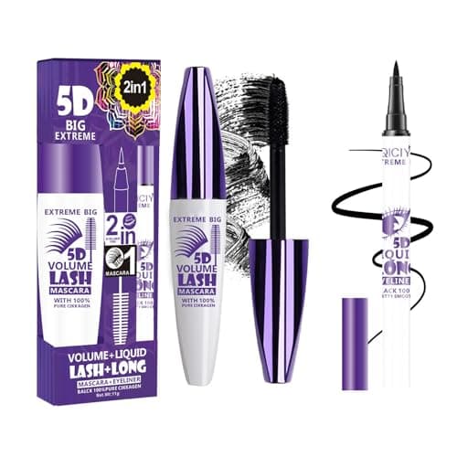 Image of 2Pcs Mascara & Eyeliner Set - Long-Lasting Waterproof, Volumizing Mascara & Precision Liquid Eyeliner, Smudge-Proof, All-Day Wear, Black