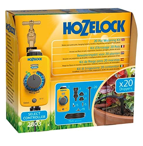 Image of HOZELOCK - Drip Watering Kit 20 Pot : Complete Stand-alone System with Select Controller Programmer, Ideal for Potted Plantsand Window Boxes, for Precise, Water-saving Watering [2803 0000]