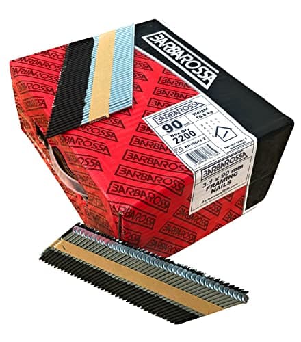 Image of Barbarossa 1st Fix (51mm - 90mm) Galvanised collated framing Nails for Cordless nailers (90mm 3 1/2" (2200) Smooth)