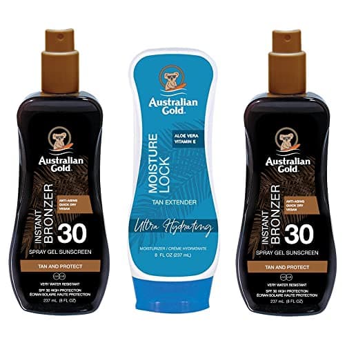 Image of 2 x Australian Gold SPF 30 Bronzer Spray Gel 237ml & Moisture Lock 237ml