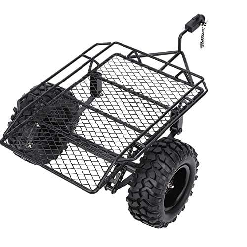 Image of Focket RC Car Trailer, 1:10 Scale Heavy Duty Metal Trailer RC Trailer High Simulation Car Trailer Accessory Cargo Carrier Metal Kit for D90 SCX10 CC01 1/10 DIY Parts