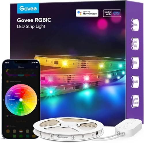 Image of Govee RGBIC LED Light 10m, Compatiable with Alexa and Google Assistant, 64+ Scene Modes Music Sync Smart LED Lights for Bedroom Living Room, Party
