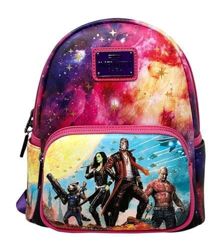 Image of Loungefly Guardians of the Galaxy Marvel Comics Group Shot Womens Double Strap Shoulder Bag Purse, Pink, M
