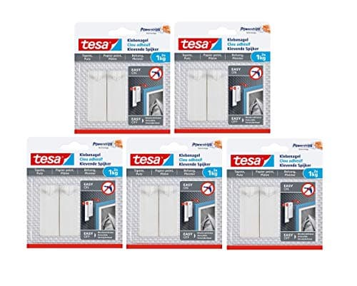 Image of tesa 7773-0000-00 Adhesive Nail for Wallpaper and Plaster/Self-Adhesive Nails for Sensitive Surfaces/Easy to Apply and Remove/Residue- / 2 x 1 kg Holding Capacity 1 kg Pack of 2 (5)