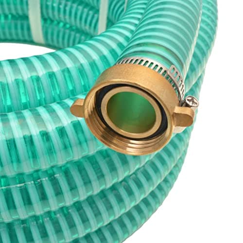 Image of Suction Hose with Brass Connectors 4 m 25 mm Green Plastic Garden Hose for Watering Garden Lawn Patio with Foot Valve and Strainer Flexible Kink Resistant
