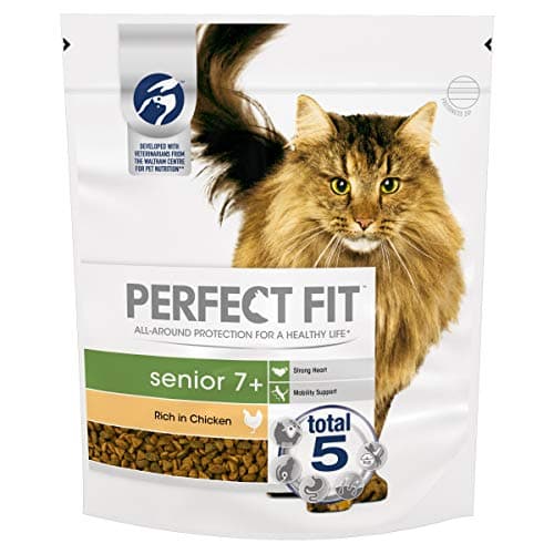 Image of Perfect Fit Senior 7+ Complete Dry Cat Food for Senior Cats Aged 7+ Years, Rich in Chicken, 4 Bags, 750 g (Pack of 4)