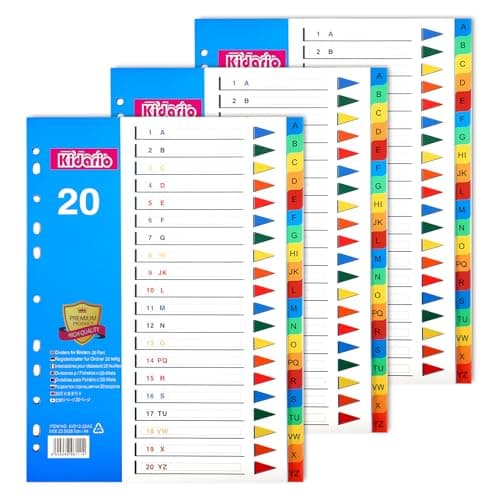 Image of FUYOAL File Dividers A4, 3 Pack 20 Part A-Z Folder Dividers Coloured Multi Hole Plastic Binder Dividers for Lever Arch Files Office School Index Dividers