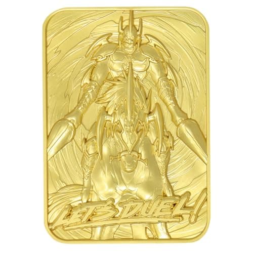 Image of Yu-Gi-Oh! Limited Edition 24K Gold Plated Gaia The Fierce Knight Metal Card – Ultra-Rare Collectible, Embossed, Numbered, Display Stand & Presentation Box