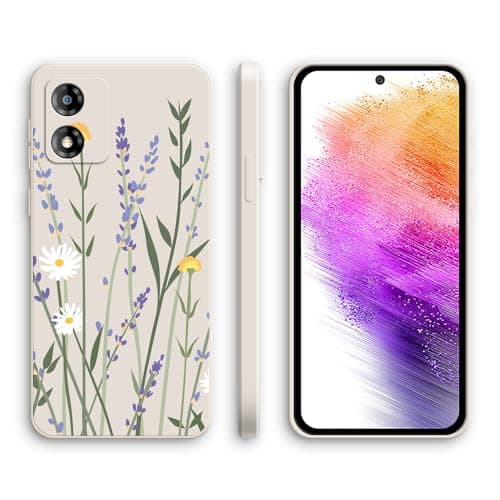 Image of XINYEXIN Silicone Case for Motorola Moto E13 with Cute Pattern Slip Resistant Slim Fit Shockproof Protective Phone Case Cover - Lavender, White
