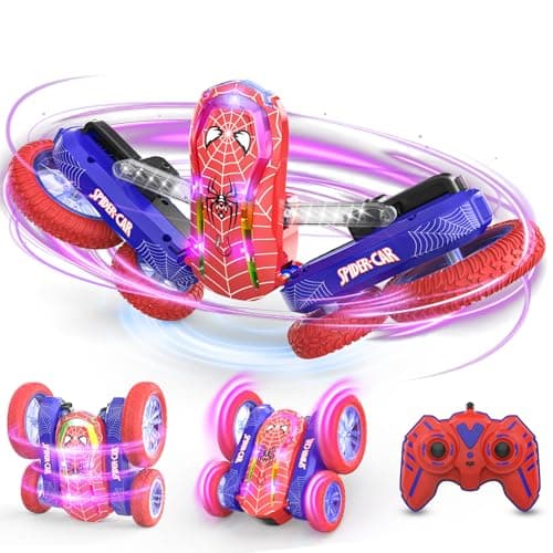 Image of Spider Remote Control Car, RC Stunt Crawler Car with Light Show Monster Truck Toy for 6 7 8 9 10 Years Old Kids Boy Girl Children Game Cool Stuff Xmas/Christmas Birthday Gift Present Stocking Filler