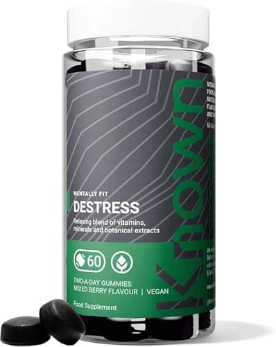 Image of Known Destress Gummies – Mixed Berry Flavour – Vegan Gummy Supplement with Vitamin B6, Lemon Balm, Theanine & Chamomile – Relaxation, Mood & Wellbeing Support – 1 Month Supply – for Men & Women