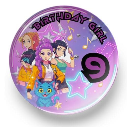 Image of K-Pop Birthday Girl Badge, Purple, 58mm, Kpop present gift Theme Party Pin (Age 5)