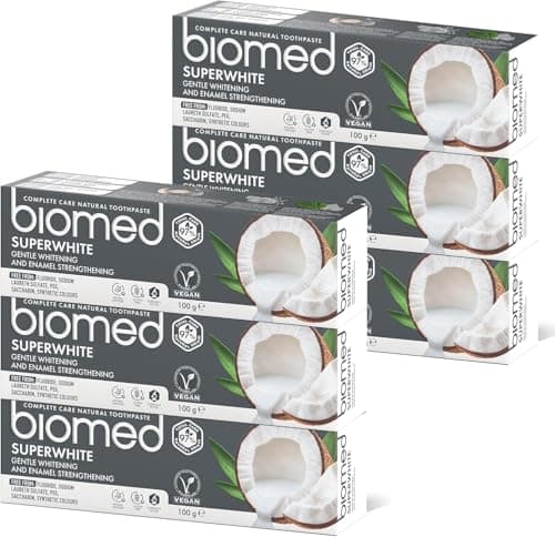 Image of Biomed Superwhite 97% Natural Whitening Toothpaste | Enamel Strengthening | Coconut Flavour, Vegan, SLES Free 6x100g
