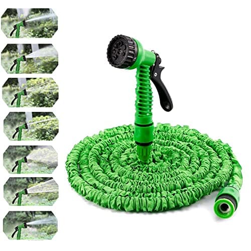 Image of 150FT Garden Hose Expandable Water Pipe, Flexible Magic Water Hose with 7 Function Spray Gun for Household Indoor Outdoor - Heavy Duty 3 x Expanding Hose Pipe, Easy to Store, Green