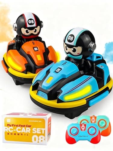Image of Victoper 2 Pack RC Bumper Cars for Kids,Rechargeable Kids Remote Control Cars with Spray,LED Lights & Music,360° Rotation, for Boys and Girls