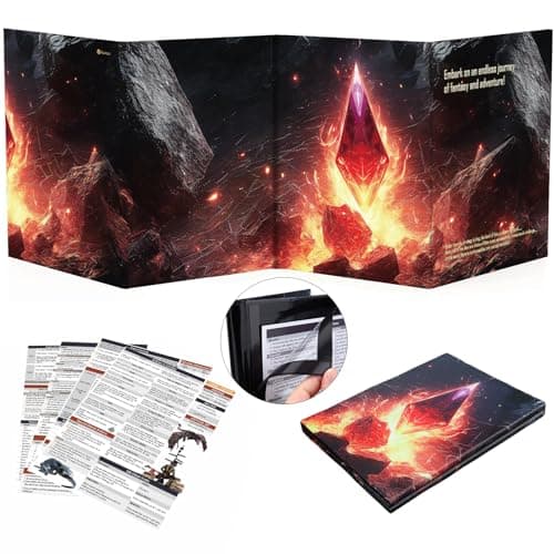 Image of Haxtec DND DM Screen, Dungeons and Dragons Master Screen, Four-Panel with Magnetic Pockets DM Screen for Board Games Masters, TTRPG Accessories D&D Gifts for DM Dungeons Masters