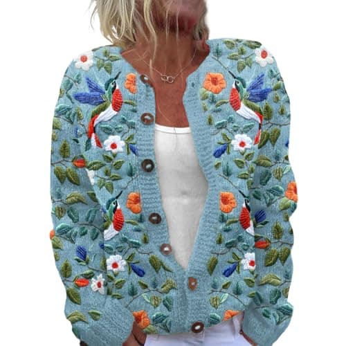 Image of Udbeksid Cardigans for Women UK Long Sleeve Knitted Jacket Lightweight Loose Fit Casual Button Down Sweater Plus Size Knitwear Cardigan Ladies Longline Open Front Summer Chunky Knit Outerwear Crochet