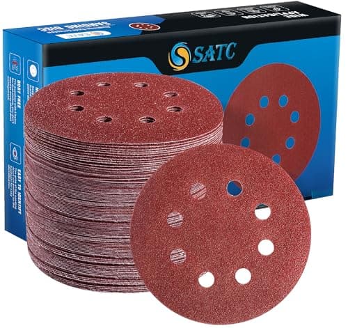 Image of SATC 125mm Sanding Discs 72Pcs Orbital Sander Discs Hook and Loop 125mm Sanding Pads for Random Orbital Sander, 40 60 80 120 180 240 320 Grits Sanding Discs