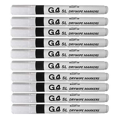 Image of G4GADGET 5 x 50 Original Pack of Non-Toxic Ink Black Colour Whiteboard Dry Wipe Marker Pens Bullet Tip
