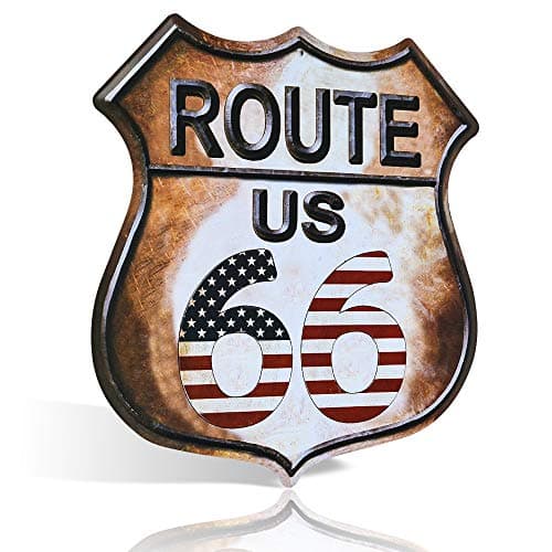 Image of Route 66 Metal Sign Collection, Vintage American Highway Shield, Wall Decor, Multiple Designs (multicolor)