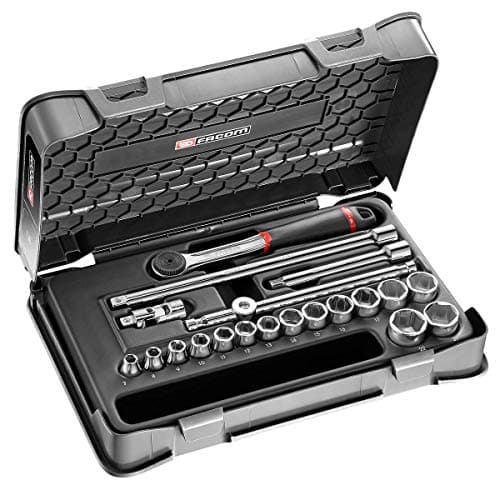 Image of Facom j.161-3p6 Metric 6-Point Socket Set, 3/8, Black, Set of 20 Pieces