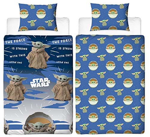 Image of Baby Yoda Single Duvet Cover | Star Wars Mandalorian Night Duvet | Officially Licensed Microfibre Reversible Two Sided Design