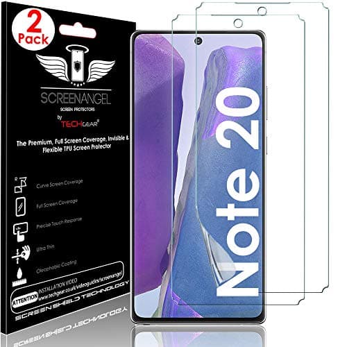 Image of TECHGEAR [2 Pack Screen Protector fits Samsung Galaxy Note 20 [Screen Angel Edition] [In-Display FingerID Support] [Case Friendly] [Bubble Free] [FULL Screen Coverage] HD Clear Flexible TPU Film