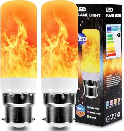 Image of LED Flame Light Bulb, Flame Effect 5W B22 Dancing Fire Light Bulb with 3 Lighting Modes, for Indoor Outdoor Party (2 PCS)