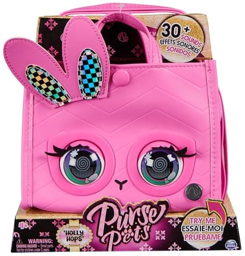 Image of Purse Pets, Holly Hops Bunny Tote Bag Interactive Pet Toy and Cross-body Bag with over 30 Sounds and Reactions, Kids’ Toys for Girls Aged 4 and up