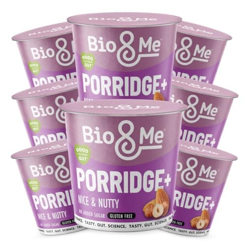 Image of Bio&Me: Nice and Nutty Gluten Free Porridge 8-Pack (8 x 58g pots) - High in Fibre, Low Sugar - On The Go Breakfast - Packaging may Vary