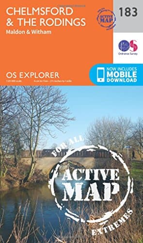 Image of Chelmsford &The Rodings Map | Weatherproof | Maldon & Witham | Ordnance Survey | OS Explorer Active Map 183 | England | Walks | Hiking | Maps | Adventure