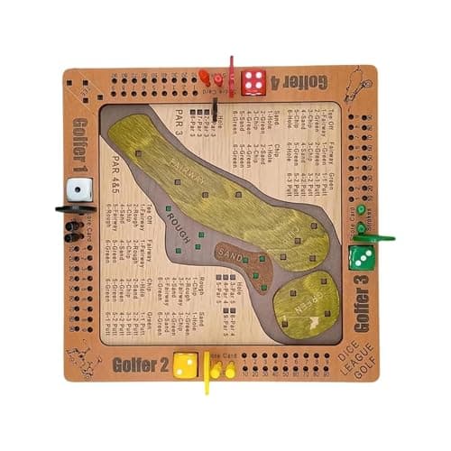 Image of Table Top Dice Golf Game Set, Wooden Desktop Golf Board Game Kit, Funny Desk Dice Golfs Games Set for Kids Adults, Novelty Mini Golfs Dices Tabletop Games Kit, for Family Party