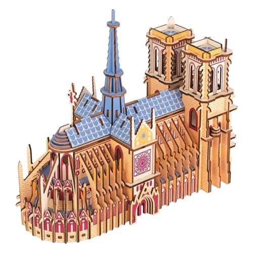 Image of Notre Dame Wooden Model Kits, 3D Puzzles for Adults & Teens, Craft Wooden Puzzles to Build, DIY Gift Idea for Christmas and Birthday