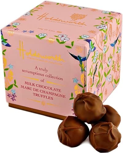 Image of Holdsworth Chocolates Milk Chocolate Marc de Champagne Chocolate Truffles 100g Truly Scrumptious Champagne Truffles Luxury Chocolates. Valentine's Day, Mother's Day Classics