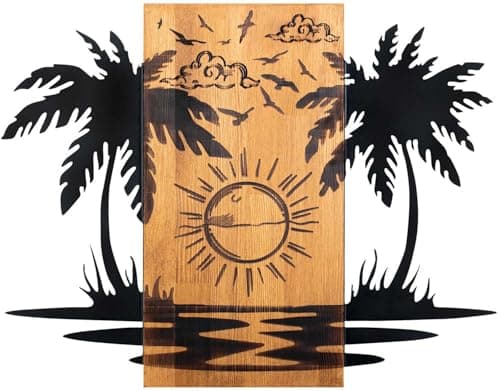 Image of Elegant Decorative Wooden Wall Accessory, Black & Walnut, 74 x 57.5 cm, 100% Metal Frame (1.2 mm) & Solid Wood (3 cm), Perfect for Modern Decor