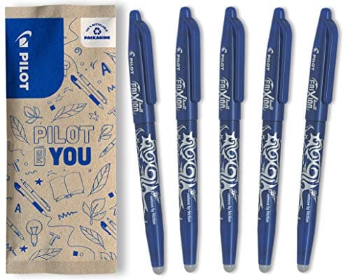 Image of PILOT - FriXion Ball Erasable Pen - Medium 0.7mm Tip Rollerball - 5 x Blue Pens