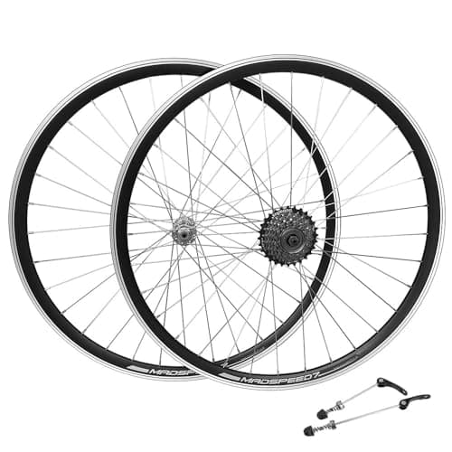 Image of QR 700c (ETRTO 622x14) Road Racing Bike Wheel Set + 7 speed Freewheel (14-28t) - Suitable for Rim Brake only - Sealed Bearings Hubs (Very Smooth Hubs) - Double Wall - 32x Silver Spokes