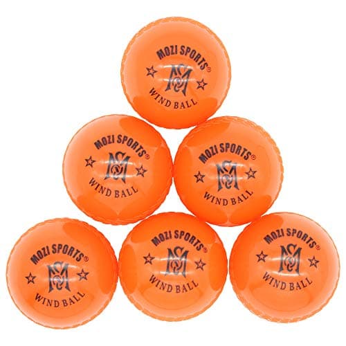 Image of Mozi Sports Windball Soft Cricket Balls-Durable Realistic Bounce & Swing-Cricket WindBalls for Indoor & Outdoor Coaching, Practice, Garden & Beach play (Orange)