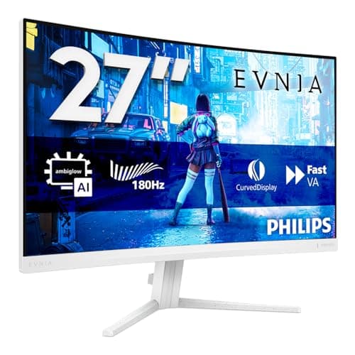 Image of Philips Evnia 27M2C5201L - 27 inch FHD Curved Gaming Monitor, 180 Hz, 1 ms GtG, FreeSync Prem. (1920x1080, 2x HDMI 2.0, 1x DP 1.4) white