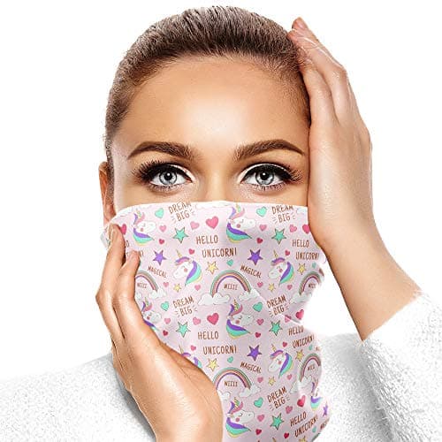 Image of Girls Balaclava Face Mask, Unicorn Gifts for Girls Pink Multifunctional Headwear Snood Scarf Neck Gaiter for men, Motorcyle Face Mask Protection Sun Dust Wind Proof Outdoor (Unicorn Pattern)