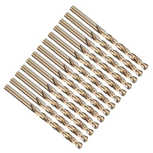 Image of PATIKIL 6mm Drill Bit 15/64", M35 Cobalt 5% High-Speed Steel Jobber Straight Shank 135° Gold Finish for Stainless Steel Hard Metal - 13 Pack