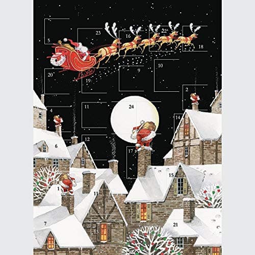 Image of Traditional Advent Calendar Christmas Santa Sleigh Chimney Glitter Finish