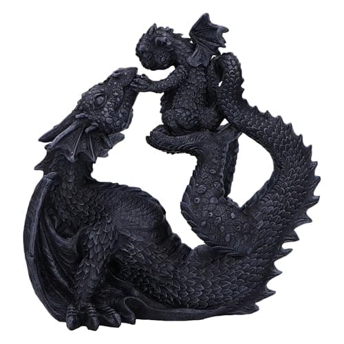 Image of Nemesis Now Drakaina and Dragonling Dragon Plus Baby 23cm, Resin, Cast in the Finest Resin, Expertly Hand-Painted, Black