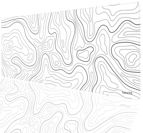 Image of LznYi Topographic Map Mouse Pad 600x300mm, Long Computer Keyboard Mouse Mat Mousepad with Non-Slip Rubber Base and Stitched Edge for Gaming Office Work (60x30 Topo White03)