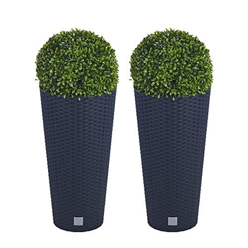 Image of URBNLIVING 2 Plastic Plant Pots with Boxwood Buxus Balls for Home & Office Decor - No Maintenance