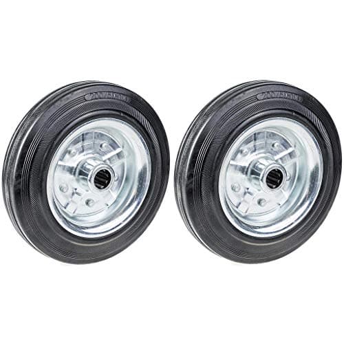Image of 200mm solid rubber wheel, steel centre, 200kg each, 8" truck wheels - set of 2
